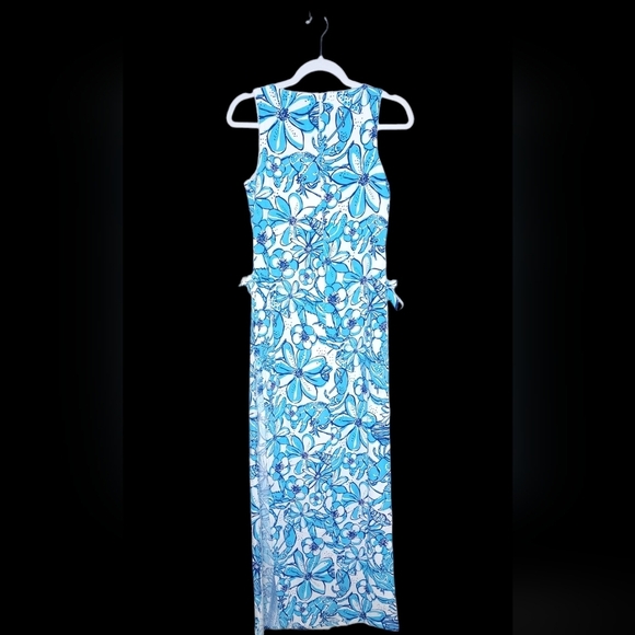 Lilly Pulitzer Donna Maxi Romper Succulent Blue Pop Up Coronado Crab Size 00 - Picture 5 of 10